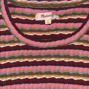Madewell Striped Rib Knit Top in Burgundy, Pink & Olive